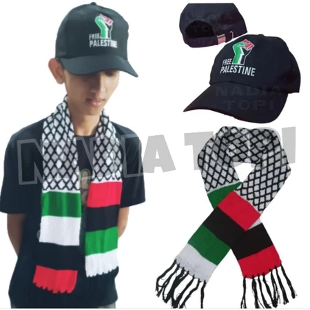 Syal Rajut Palestina dan Topi